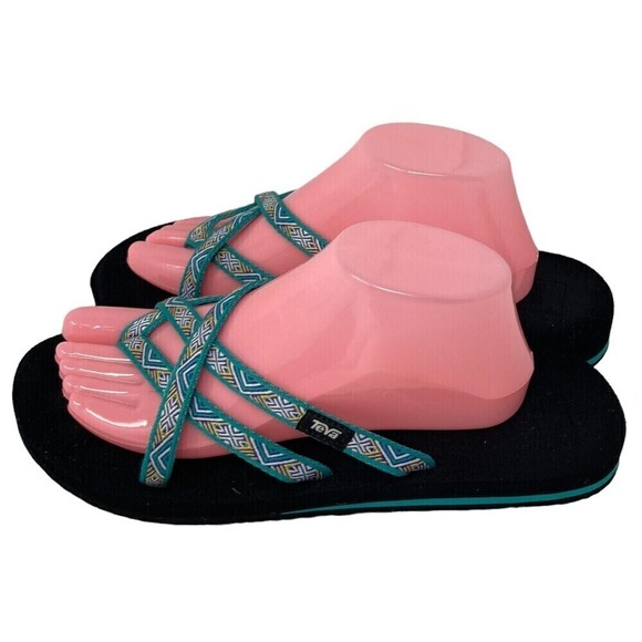 Teva Mush Women's Size 11 Turquoise Blue S/N 6840B Cross Strap Sandals - Picture 4 of 10